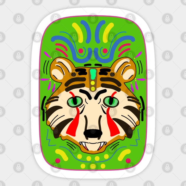 Tribal Carnival Tiger Card Sticker by VixenwithStripes